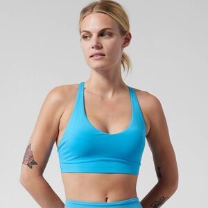 Athleta Solace Strappy Back Sports Bra Santorini Blue XL Nwt